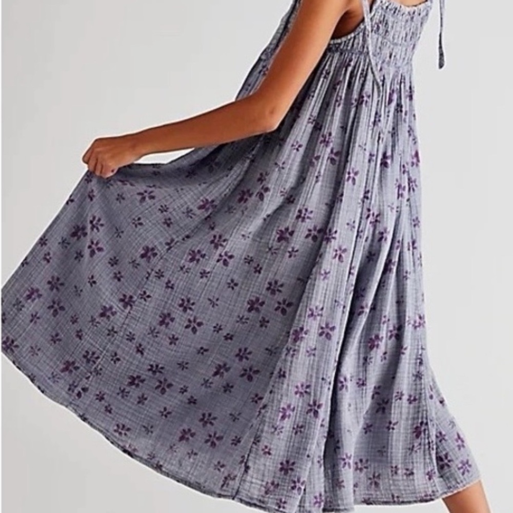 FREE PEOPLE  Lilac AZURE Boho Maxi/Midi Floral Dress - Picture 7 of 8